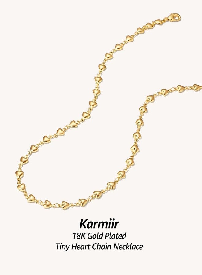 Karmiir Small Gold Heart Necklace for Women - 18K Gold Plated Heart Choker Necklace - Cute Simple Minimalist Necklace for Women Gold Dainty Layered Choker Necklaces - Image 2