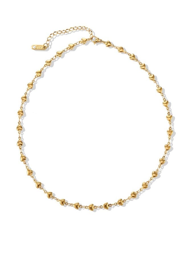 Karmiir Small Gold Heart Necklace for Women - 18K Gold Plated Heart Choker Necklace - Cute Simple Minimalist Necklace for Women Gold Dainty Layered Choker Necklaces - Image 1
