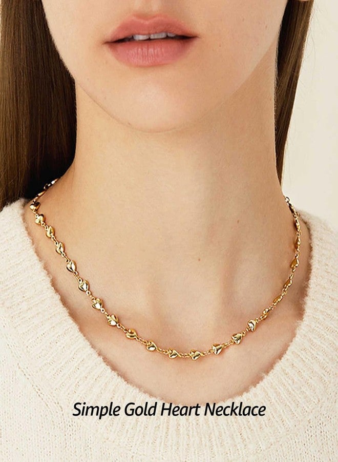 Karmiir Small Gold Heart Necklace for Women - 18K Gold Plated Heart Choker Necklace - Cute Simple Minimalist Necklace for Women Gold Dainty Layered Choker Necklaces - Image 3