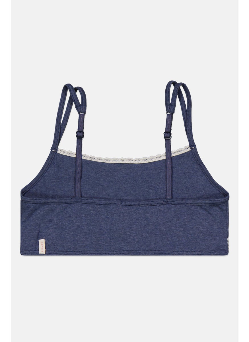 Easy Spirit - Kids Girl Heather Non Padded Sports Bra, Blue Heather - Image 1