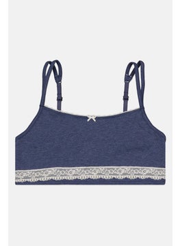 Kids Girl Heather Non Padded Sports Bra, Blue Heather