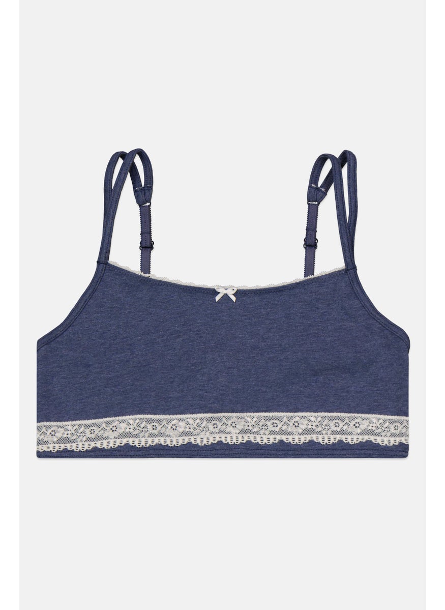 Easy Spirit - Kids Girl Heather Non Padded Sports Bra, Blue Heather - Image 1