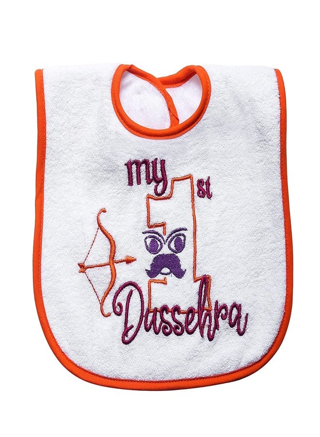 Butterthief Pure Terry Cotton Unisex Baby Bibs feeding Newborn Super Soft Apron Fiber filled Drooler Bibs Reversible (Pack of 1 pc) (Dussehra) - Image 1