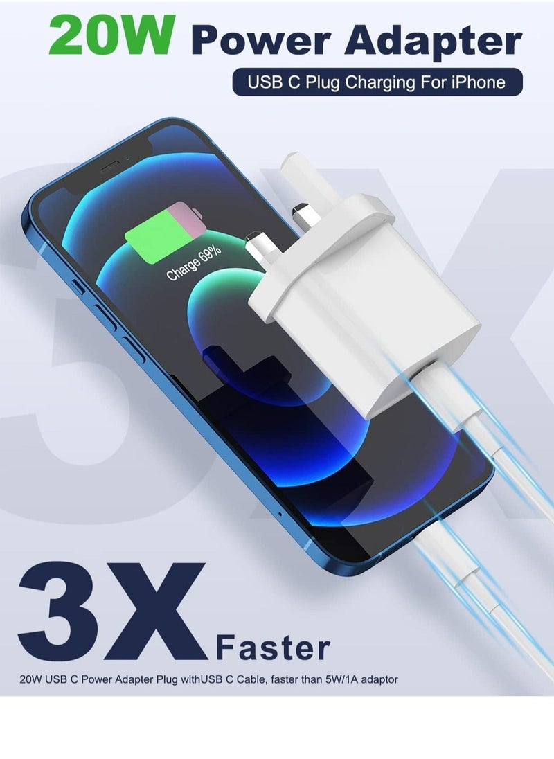 Generic - 20W Type C Fast Charger Adapter for iphone 14 pro/ 14 pro max/14/13/12/11, USB C Fast Charging Plug with Cable 2M - Image 1
