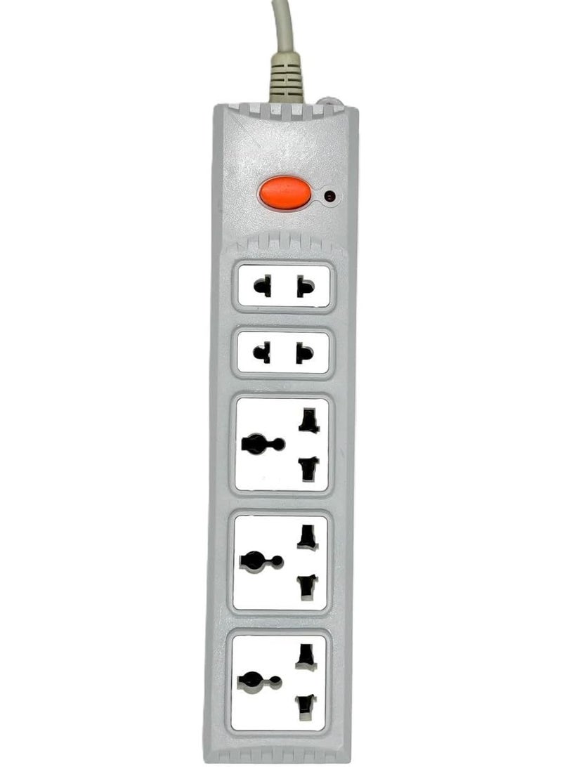 Power Strip with 5 Outlets, 2 Meter Cable, Surge Protection, 250V/16A, Grey - Image 2