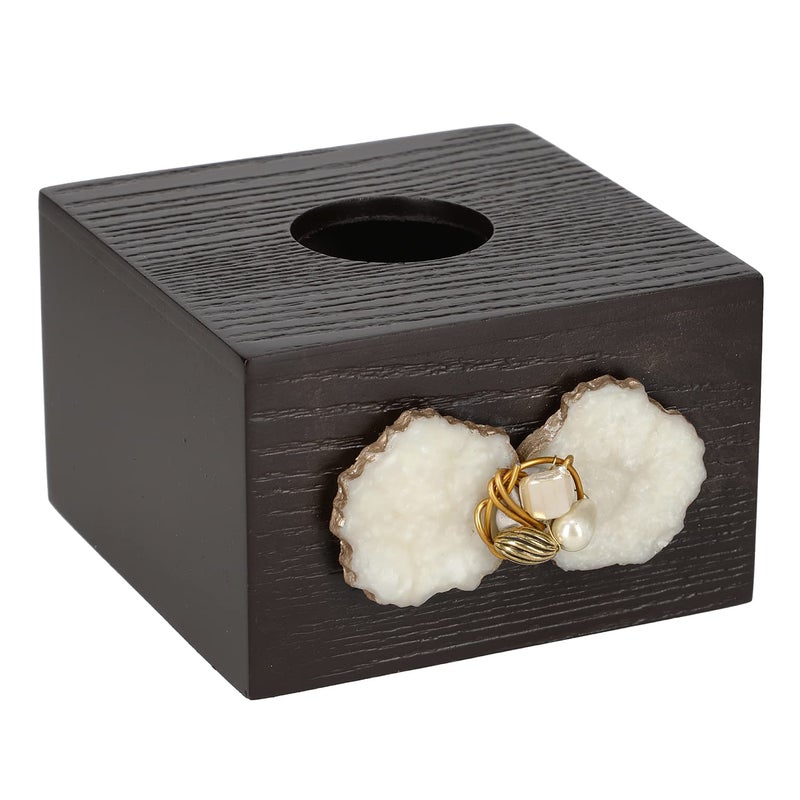 Cocktail Cocktail Decorative Wooden MDF Square Tissue Box Holder|Facial Tissue Paper Cover|Dispenser for Car, Bathroom, Home, Office |Napkin Holder| Slide Out Bottom, Refillable, Brown (MOP)5.25/5.25/3.50 INCH  - Image 3