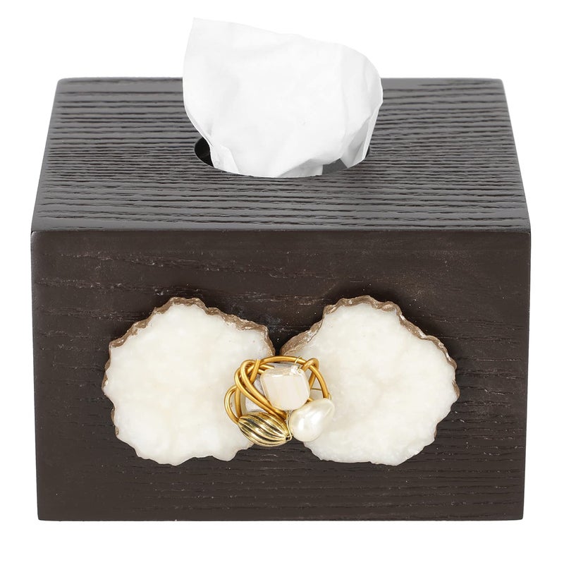 Cocktail Cocktail Decorative Wooden MDF Square Tissue Box Holder|Facial Tissue Paper Cover|Dispenser for Car, Bathroom, Home, Office |Napkin Holder| Slide Out Bottom, Refillable, Brown (MOP)5.25/5.25/3.50 INCH  - Image 1