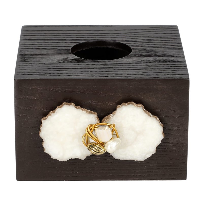 Cocktail Cocktail Decorative Wooden MDF Square Tissue Box Holder|Facial Tissue Paper Cover|Dispenser for Car, Bathroom, Home, Office |Napkin Holder| Slide Out Bottom, Refillable, Brown (MOP)5.25/5.25/3.50 INCH  - Image 2