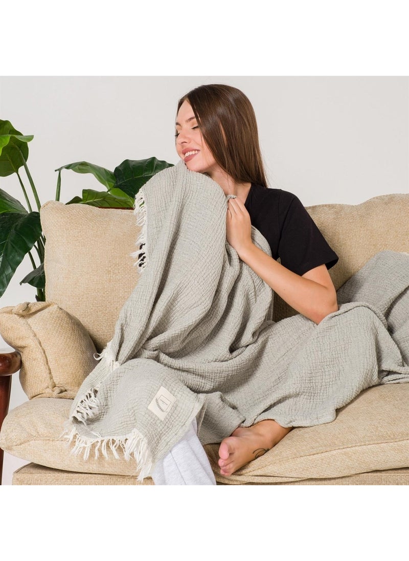 Miespiga Gold 4 Layer Muslin Multi-Purpose Shawl Cover  - Image 5