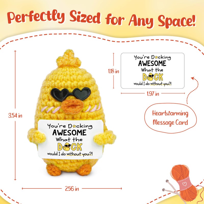 Oassie Christmas Thank You Gifts For Women - Duck Positive Crochet - Funny Birthday Gifts For Friend - Retirement Farewell Leaving Gift For Coworker - Stocking Stuffers White Elephant Gift - Image 3