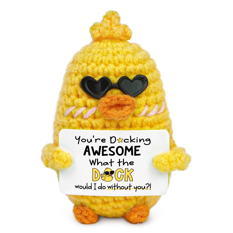 Oassie Christmas Thank You Gifts For Women - Duck Positive Crochet - Funny Birthday Gifts For Friend - Retirement Farewell Leaving Gift For Coworker - Stocking Stuffers White Elephant Gift - Image 1