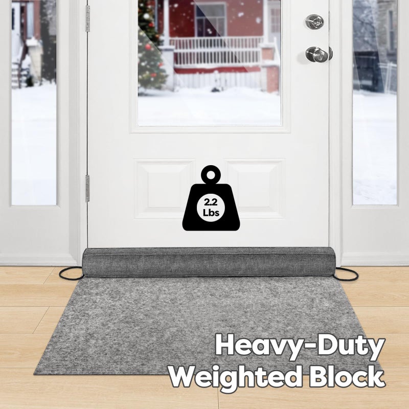 Comfyanno 36â€ Weighted Under Door Draft Stopper, Fits Front, Bedroom, Interior Door, Easy to Install, Block Cold Air Draft from Bottom Door, 2.2lb, Fits Door Gap up to 3â€ - Linen Gray - Image 3