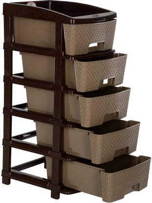 Konquer TimeS Plastic Multi-Purpose Modular Drawer Storage System for Home, Office, Kids with Anti-Slip Shoes (Multicolour) (4 Drawers, Dark Brown) - Image 4