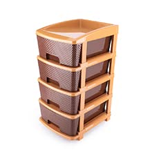 Konquer TimeS Plastic Multi-Purpose Modular Drawer Storage System for Home, Office, Kids with Anti-Slip Shoes (Multicolour) (4 Drawers, Dark Brown) - Image 1