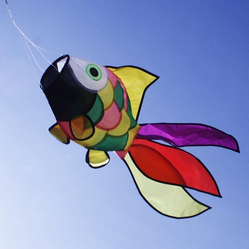 klarakoNylon Fish Kite Tail Windsock Rainbow Windmill Funny Activities Toys Garden Park Decor - Image 4
