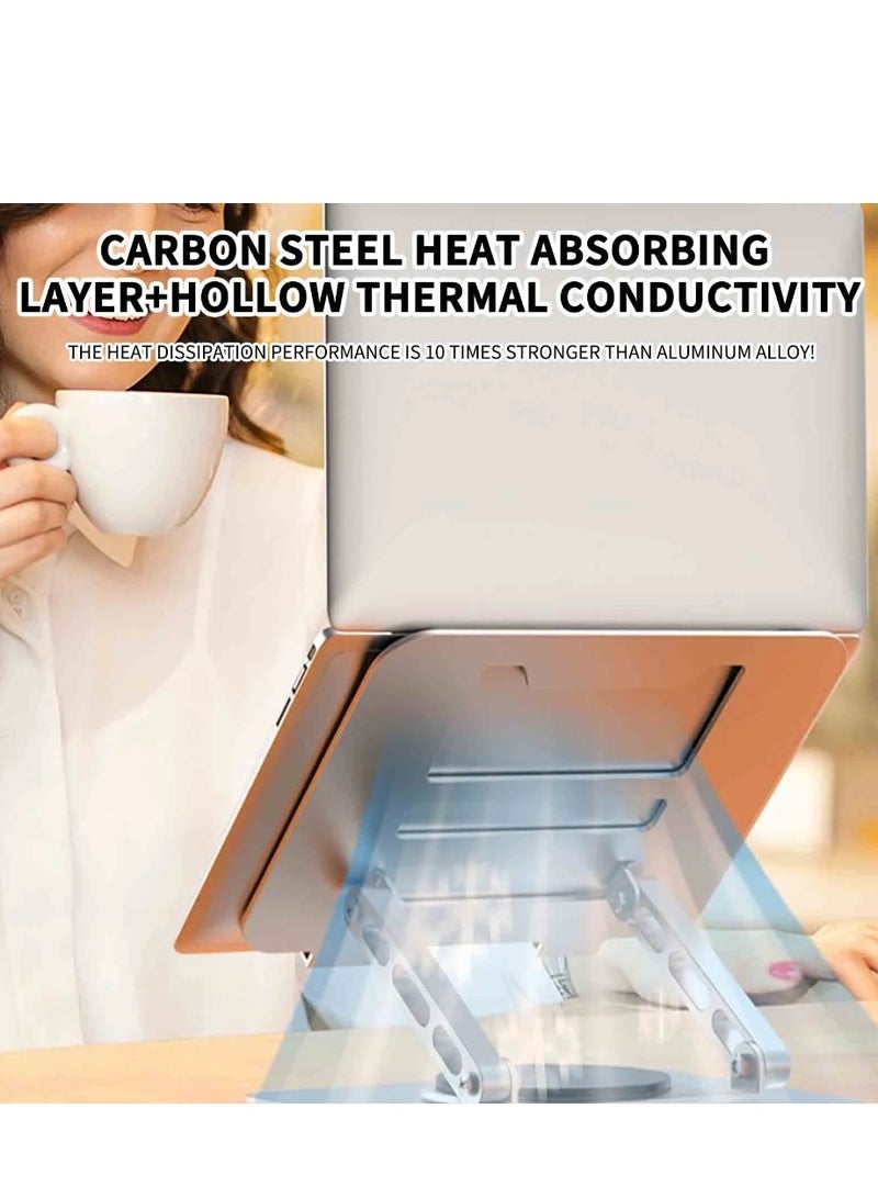 ARNOTEC 360° Rotating Laptop Stand, Adjustable Height Foldable Notebook Riser, Carbon Steel Ergonomic Holder with Cooling & Anti-Slip Pad, Compatible with Laptops up to 17.3 inch - Image 5