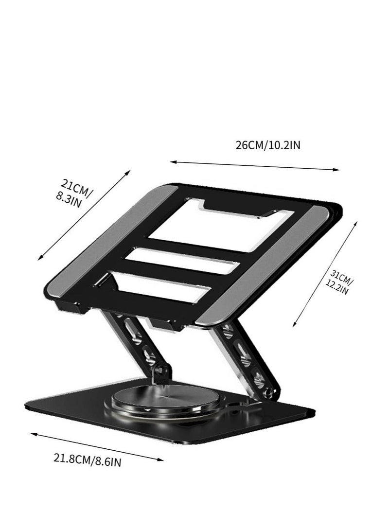 ARNOTEC 360° Rotating Laptop Stand, Adjustable Height Foldable Notebook Riser, Carbon Steel Ergonomic Holder with Cooling & Anti-Slip Pad, Compatible with Laptops up to 17.3 inch - Image 4