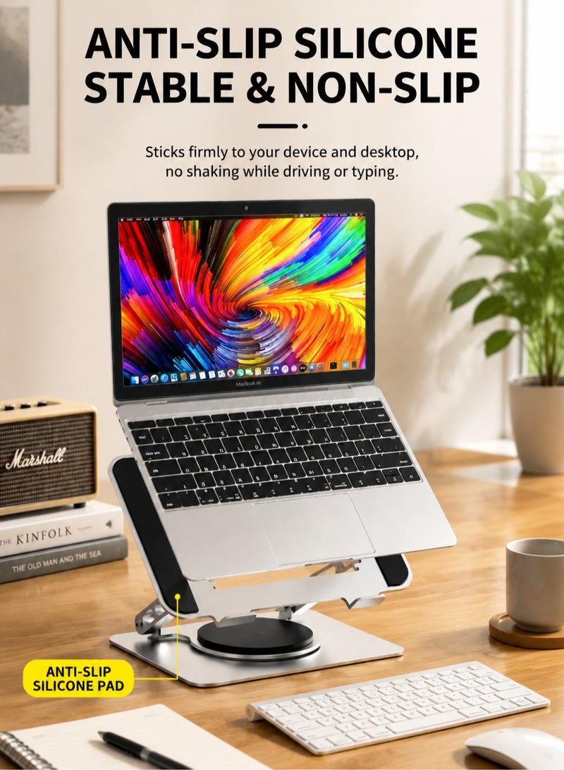 ARNOTEC حامل لابتوب للمكتب مع قاعدة تدور ٣٦٠°، حامل لابتوب قابل للتعديل من عدة زوايا، رافع لابتوب قابل للطي متوافق مع أجهزة الكمبيوتر الشخصي من ١٠ إلى ١٥.٦ بوصة - Image 5