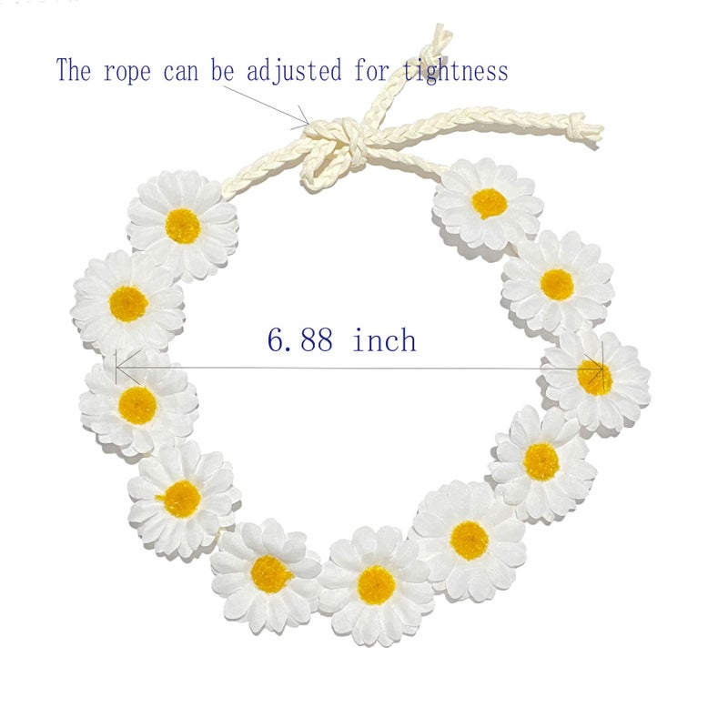 zYoung Sunflower Crown Daisy Hair Wreath Bridal Headpiece Photo Props (white) - Image 3