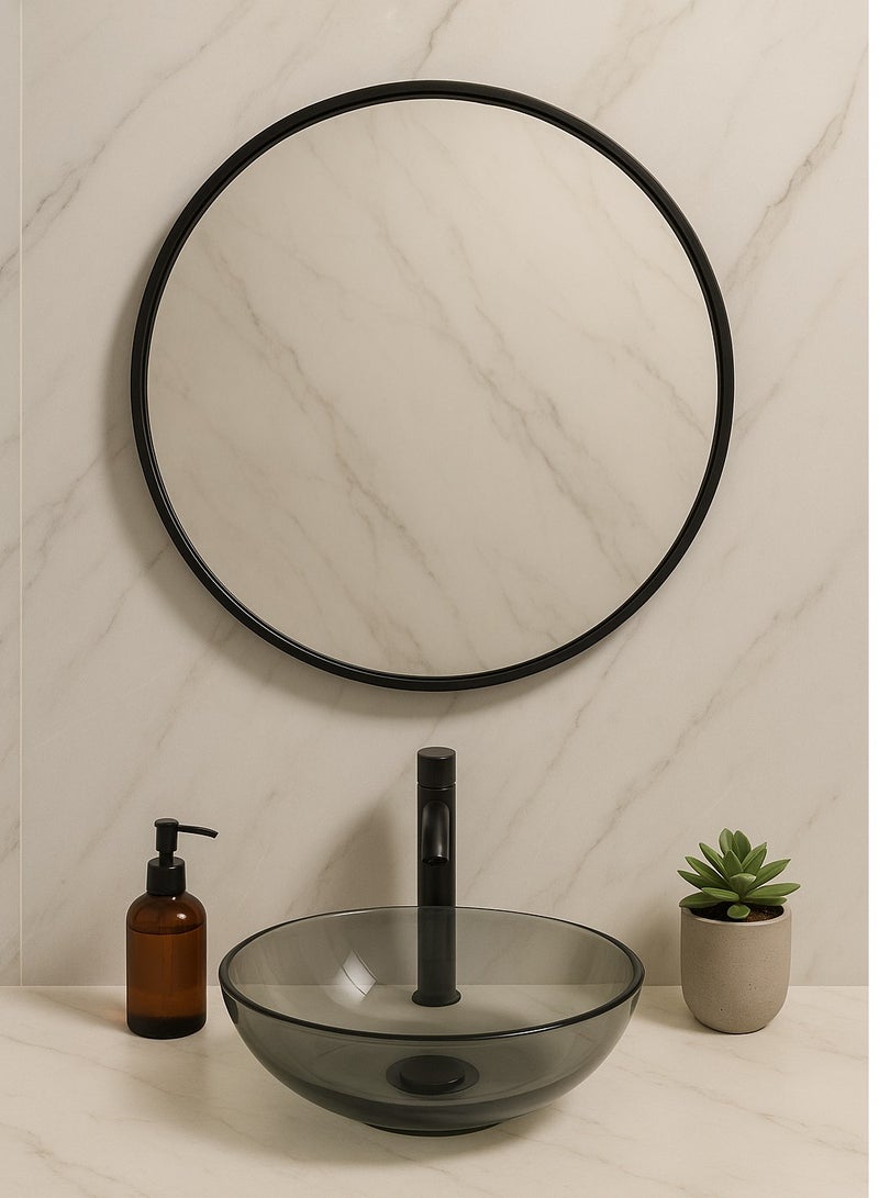 Glass Corner 80 Round Mirrors - Black - Image 4
