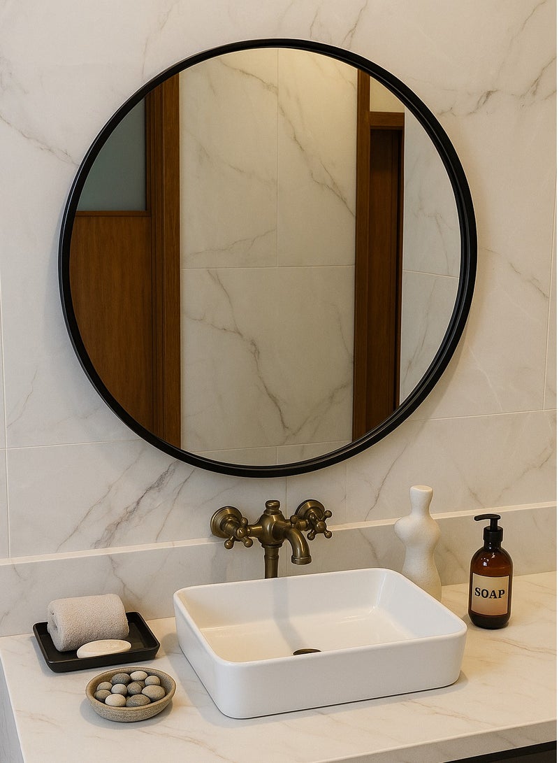 Glass Corner 80 Round Mirrors - Black - Image 3