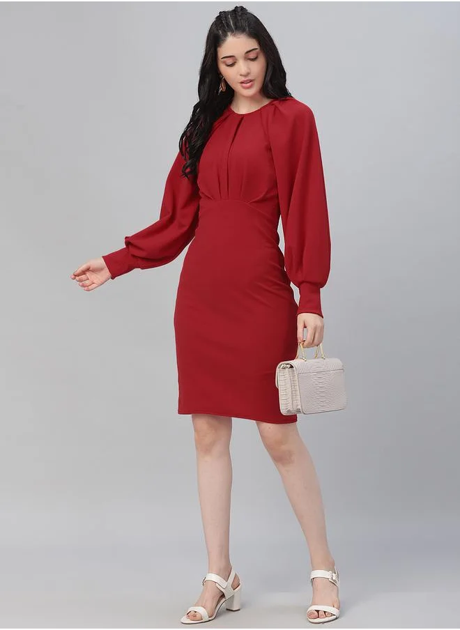 Athena Fold Pleated Yoke Sheath Mini Dress by Styli