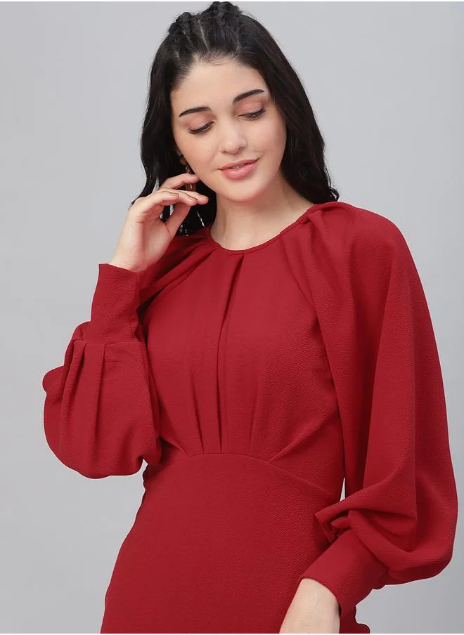 Athena Fold Pleated Yoke Sheath Mini Dress by Styli