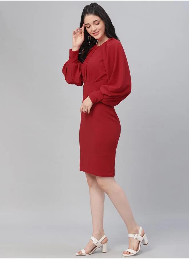 Athena Fold Pleated Yoke Sheath Mini Dress by Styli