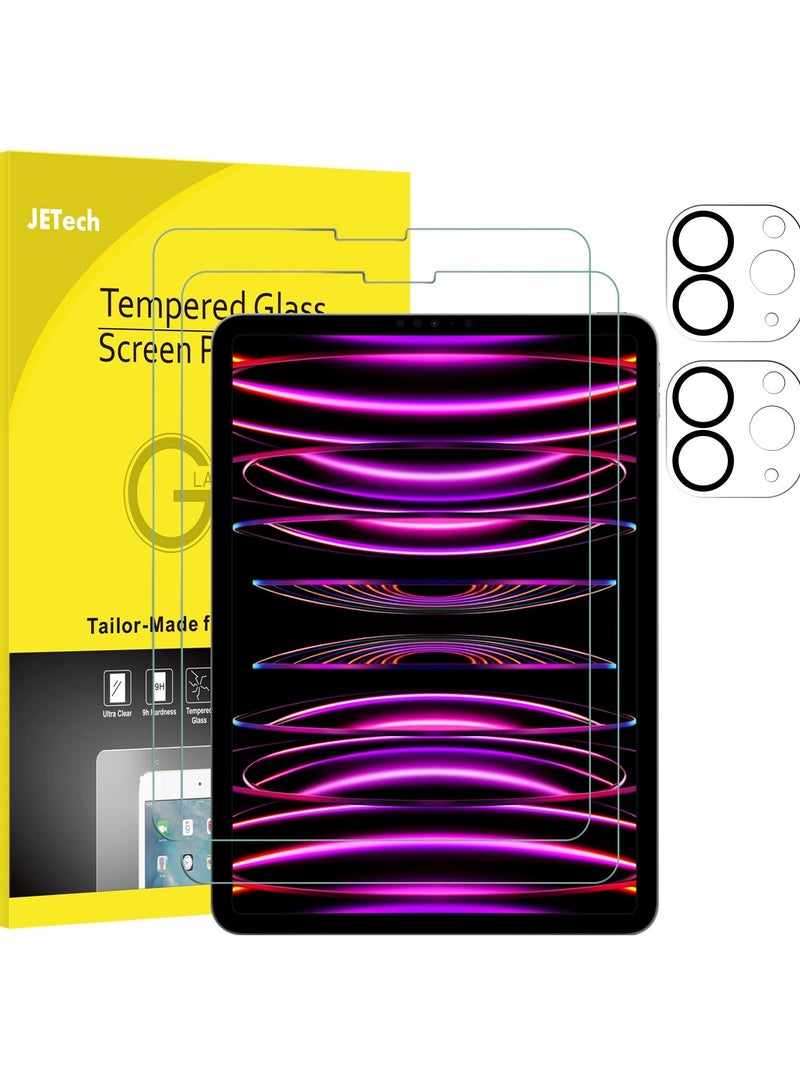 جي تيك واقي شاشة لجهاز iPad Pro مقاس 11 بوصة (إصدار 2022/2021/2020) مع واقي عدسة الكاميرا، طبقة من الزجاج المقوى عالي الدقة مضاد للخدش، يدعم قلم الرصاص ومعرف الوجه، عبوتان لكل منهما - Image 1