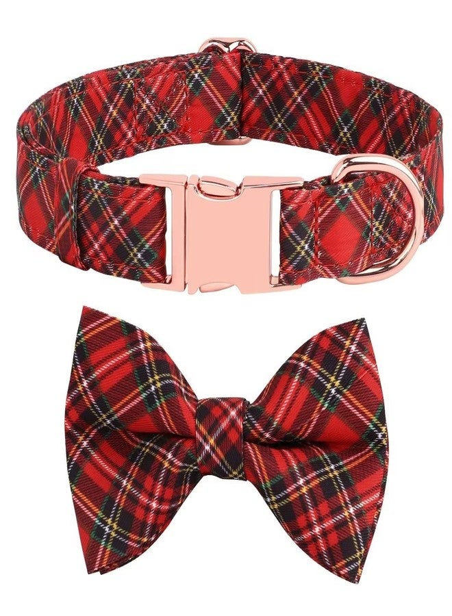 Beirui Cute Christmas Dog Collar with Bow Tie,Soft & Comfy Fall Dog Collar with Durable Metal Buckle,Holiday Girl Boy Dog Collars for Small Medium Large Dogs(Pliad,M) - Image 1