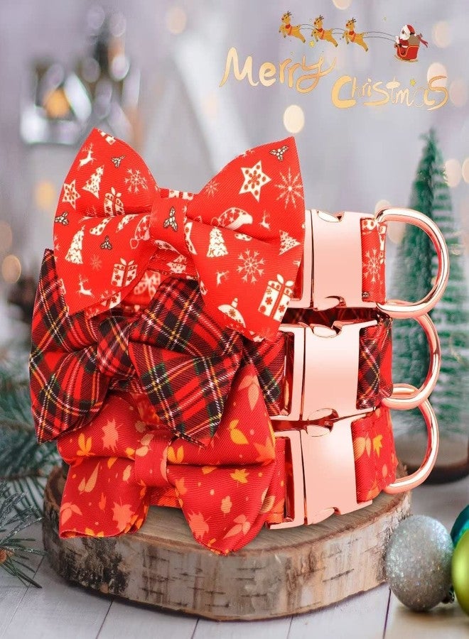 Beirui Cute Christmas Dog Collar with Bow Tie,Soft & Comfy Fall Dog Collar with Durable Metal Buckle,Holiday Girl Boy Dog Collars for Small Medium Large Dogs(Pliad,M) - Image 5