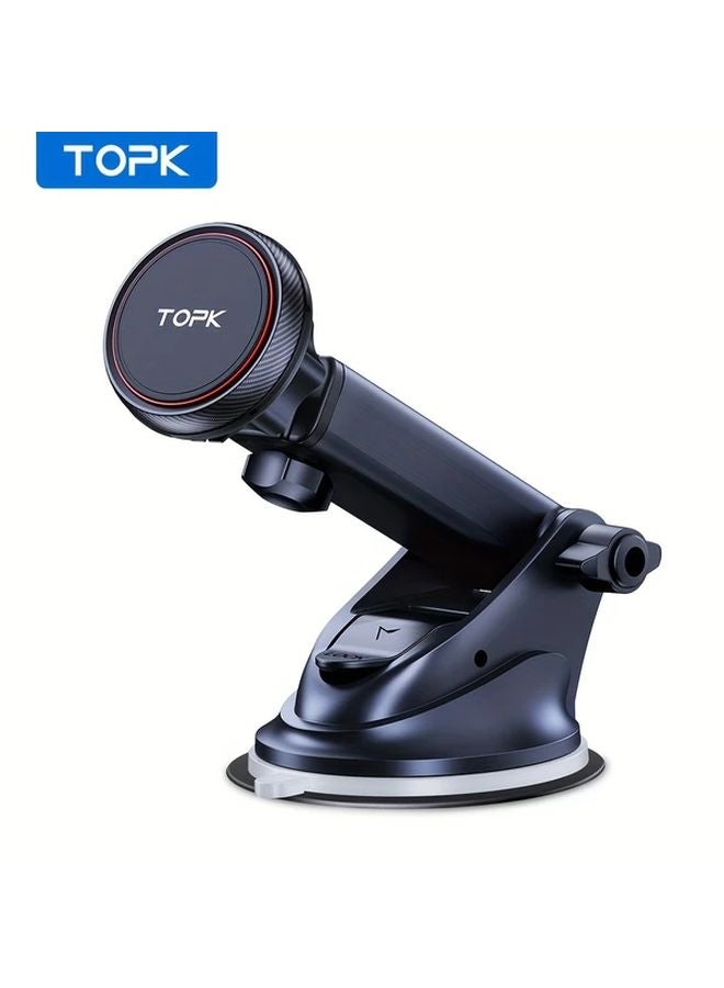 Black Magnetic Car Phone Mount N52 Strong Magnet Dashboard Suction Cup Holder Adjustable Telescopic Arm For All Cell Phones - Image 5