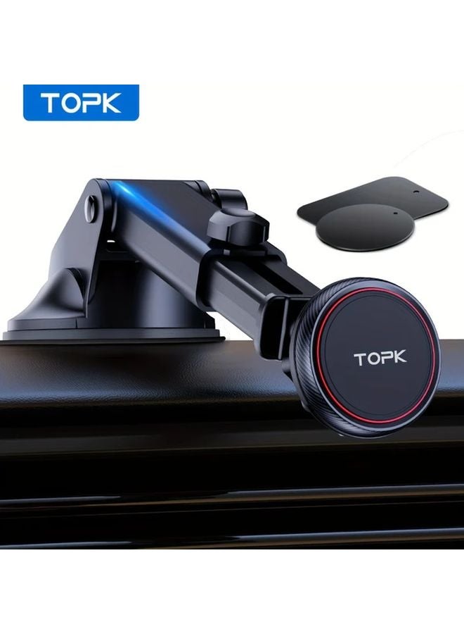 Black Magnetic Car Phone Mount N52 Strong Magnet Dashboard Suction Cup Holder Adjustable Telescopic Arm For All Cell Phones - Image 4