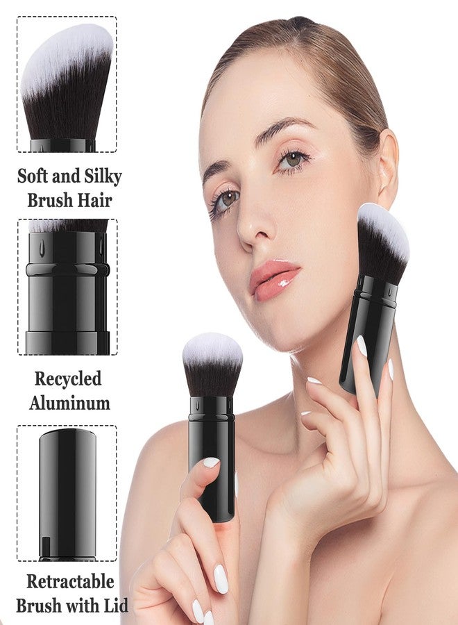 Falliny Retractable Makeup Brush, 2 Pack Travel Kabuki Face Blush Brush, Portable Powder Foundation Sunscreen Brush with Cover for Blush, Bronzer, Buffing, Flawless Powder Cosmetics - Image 5