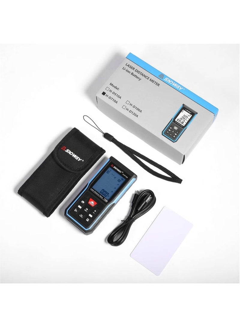 Generic - 100m Laser Measuring Instrument, Laser Measuring Tool, ±1/10 inch accuracy, metre/inch/foot unit switching, backlit LCD and Pythagoras mode, USB rechargeable for distance, area and volume measurement - Image 1