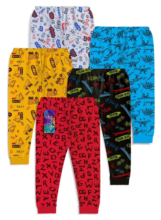 minicult Cotton Pants for Boys and Girls with Ankle Cuff and All Over Prints(Pack of 5)(Black)(18-24 Months) - Image 1