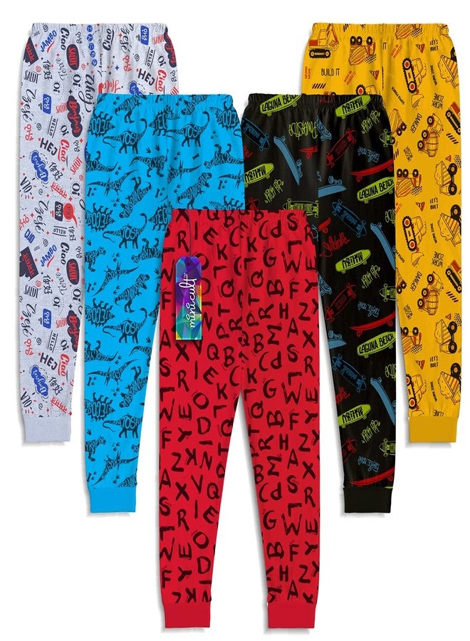 minicult Cotton Pants for Boys and Girls with Ankle Cuff and All Over Prints(Pack of 5)(Black)(18-24 Months) - Image 2