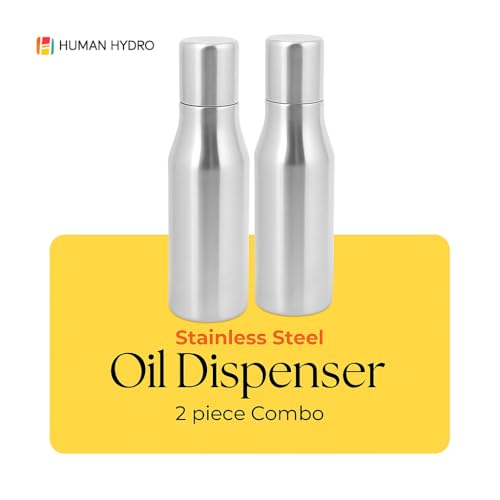 Human Hydro Stainless Steel Oil Dispenser Bottle Set of 2 – 750ml Each | Leak-Proof, Drip-Free Pouring, Rust-Free, Sleek Kitchen Storage - Image 2