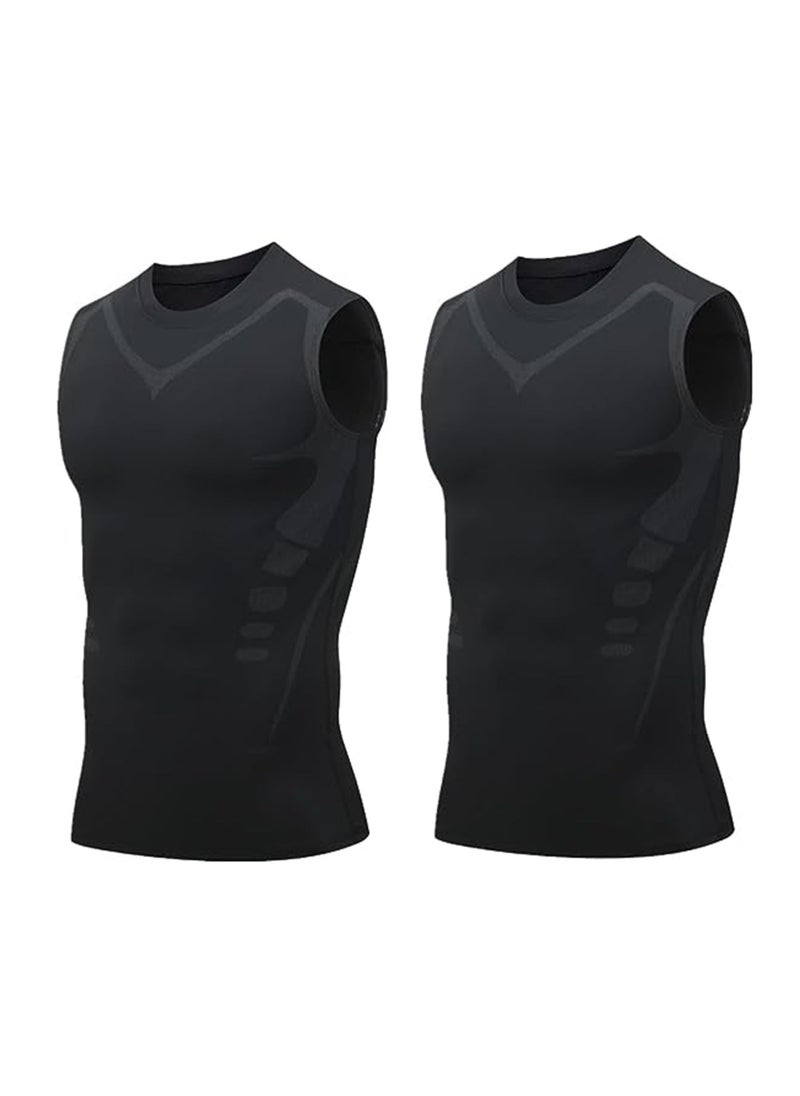 Energxcel Ionic Shaping Vest, Ionic Body Shaping Vest, Sleeveless Compression Tank Top Men(L)
