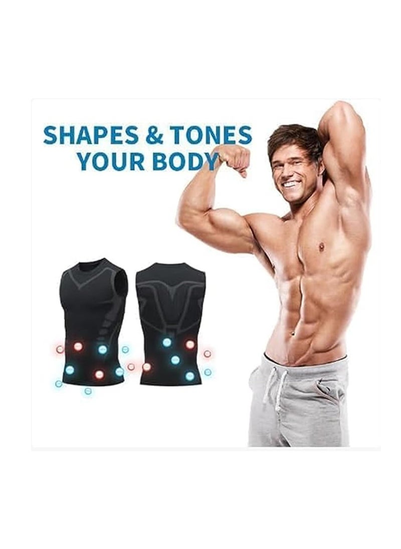 Energxcel Ionic Shaping Vest, Ionic Body Shaping Vest, Sleeveless Compression Tank Top Men(L)