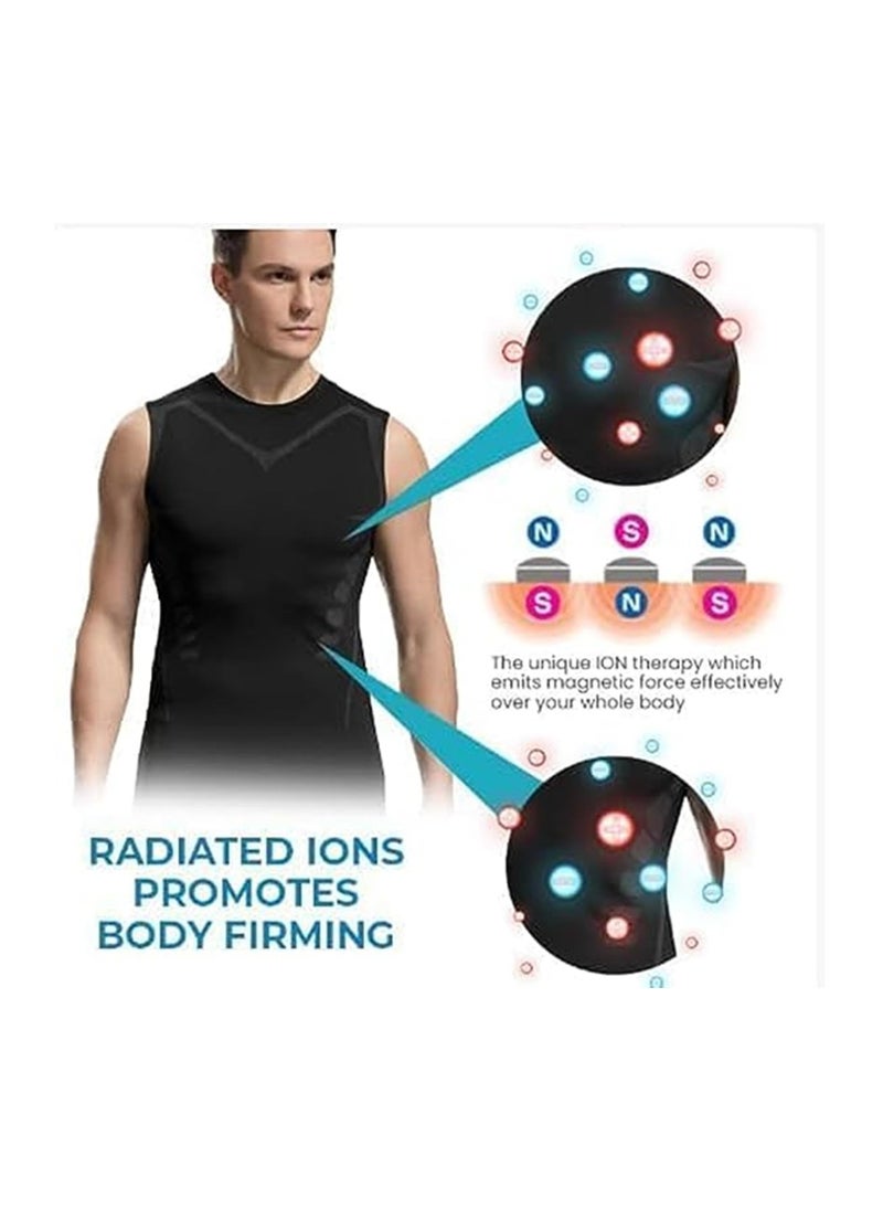 Energxcel Ionic Shaping Vest, Ionic Body Shaping Vest, Sleeveless Compression Tank Top Men(L)