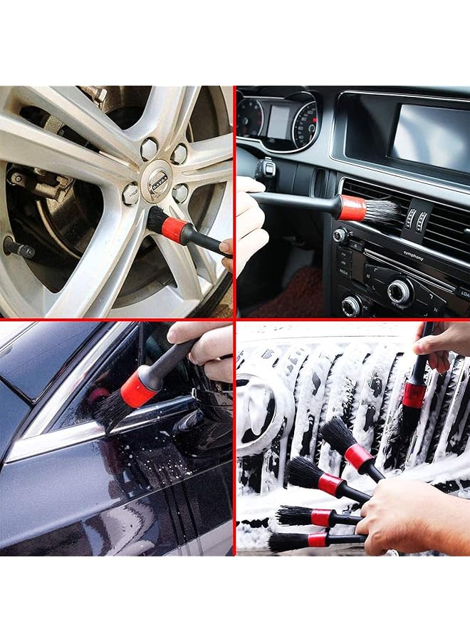 شواي فرشاة تنظيف تفاصيل السيارة، 5 قطع لتنظيف عجلات السيارات الداخلية والخارجية والجلد وفتحات التهوية والشعارات (أسود) - Image 5