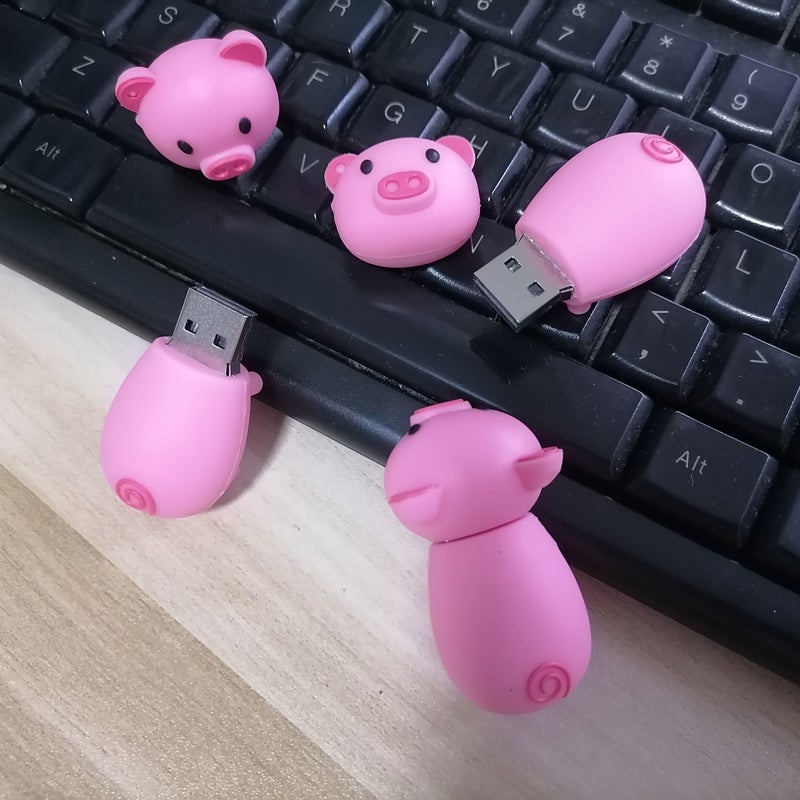USB 2 0 Flash Drive 128MB Soft Silicone Cartoon Piggy Shape Gift Memory Stick - Image 3