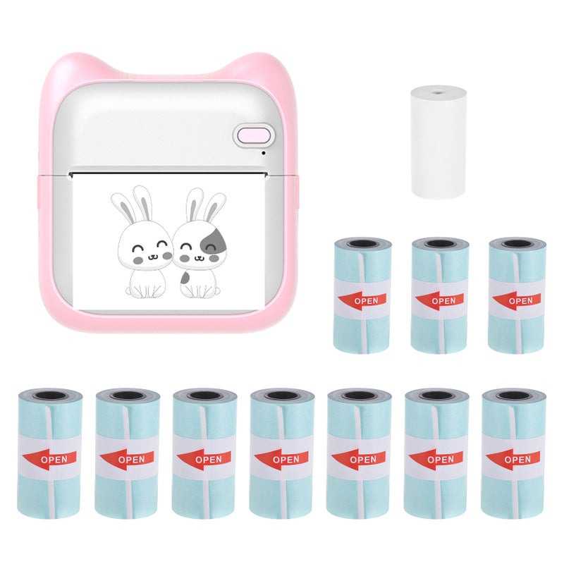 Mini Pocket Photo Printer Portable Thermal Printing Machine 203dpi Wireless BT Connection for Picture Lable DIY Handcraft List Meno Notes Journal Receipt Paper Instant Printer Sticker with 10 Rolls - Image 1