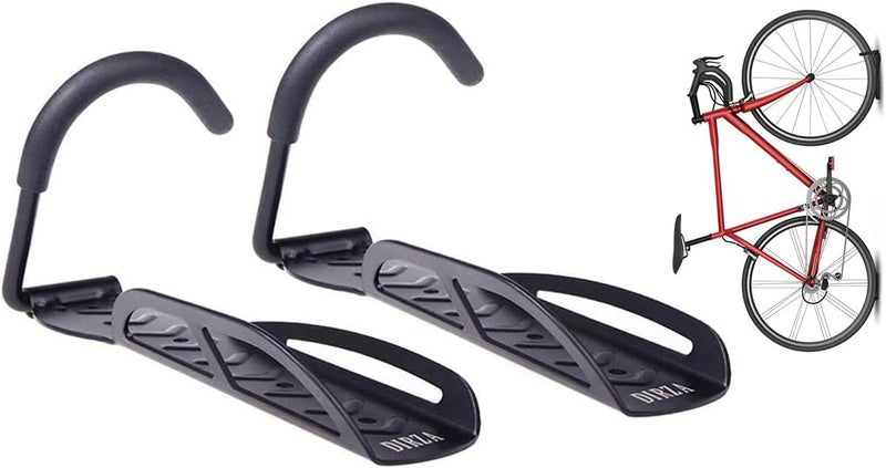 Dirza Bike Rack Garage Wall Mount Bike Hanger Hooks Storage Bicycle Vertical System for Indoor Shed - Easily Hang/Detach - Holds up to 65 lb with Screws Black - Image 1