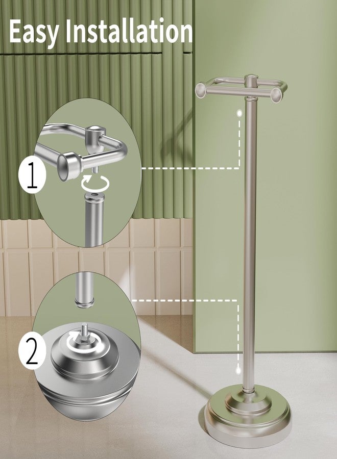 WZRUA Toilet Paper Holder Stand, Brushed Nickel Toilet Paper Holder Free Standing,Post Pivoting Design & Stable Weighted Base SUS304 Stainless Steel for Bathroom - Image 3