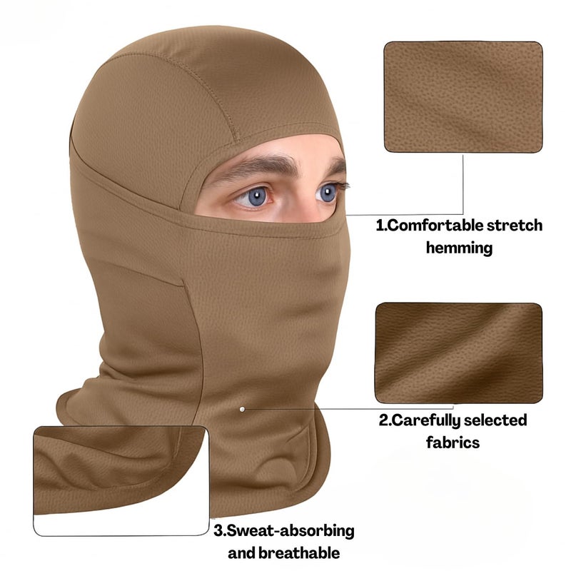 Flavizo Khaki Balaclava for Men, Full Face Mask for Bikers, Helmet Cover for Bike, Riding, Outdoor Ski Sports, Breathable Windproof Protective Gear for Motorcycle Riders - Image 3