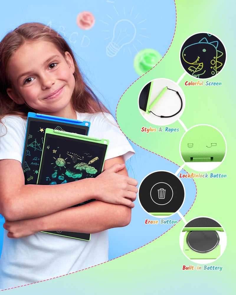 TECJOE 2 Pack LCD Writing Tablet, 8.5 Inch Colorful Doodle Board Drawing Tablet for Kids, Kids Travel Games Activity Learning Toys Birthday Gifts for 3 4 5 6 Year Old Boys and Girls Toddlers - Image 2