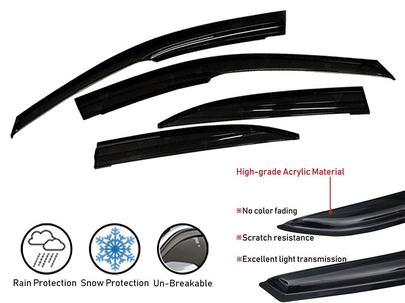 Auto Pearl Car Rain Guards Wind Door Visor Side ||Wind Visor ABS Plastic Deflector ||Perfect As per Window Frame ||Compatible with- Tavera (XX Large, Set of 6) - Image 3