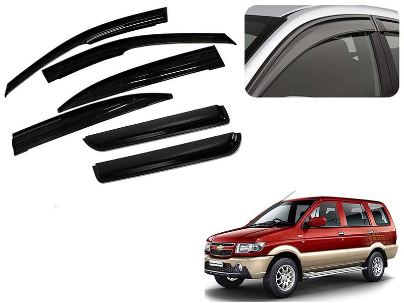 Auto Pearl Car Rain Guards Wind Door Visor Side ||Wind Visor ABS Plastic Deflector ||Perfect As per Window Frame ||Compatible with- Tavera (XX Large, Set of 6) - Image 1